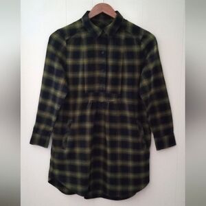 Banana Republic Womens Petite S Plaid Flannel Popover Tunic Shirt Pockets SP